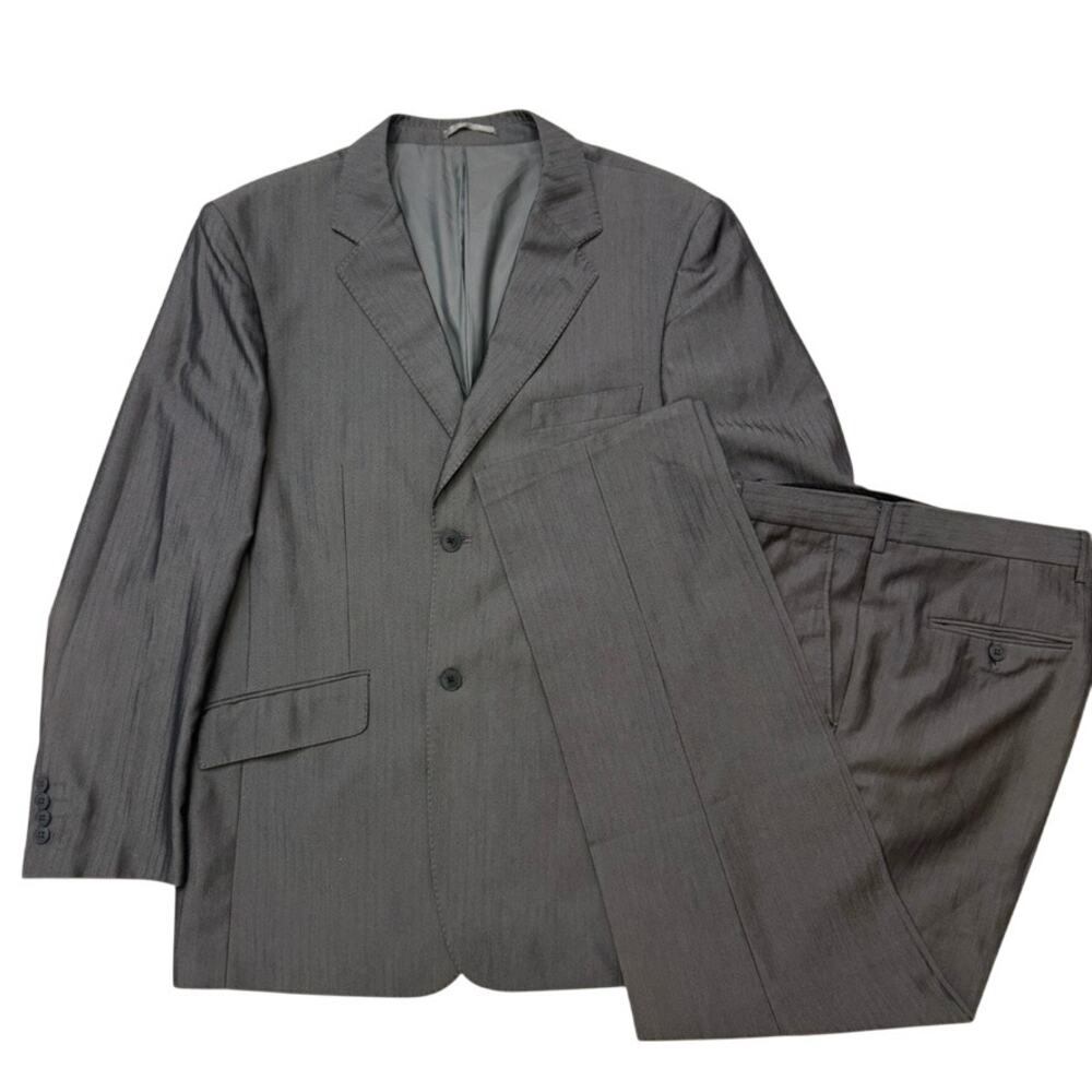 Jivago Mens EU 56 US 46 2 Piece Suit Set Super 120s Wool Medium Grey Two Button